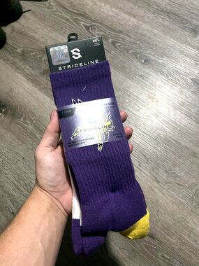 Strideline Minnesota Vikings Socks 2 Pair Crew Pack M/L New With Tags